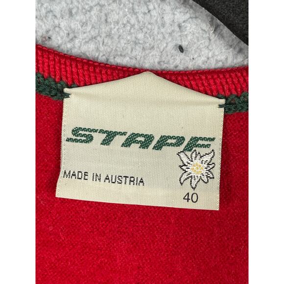 Vintage Stapf Pure New Wool Red Cardigan Sweater Size 40 - Picture 3 of 14